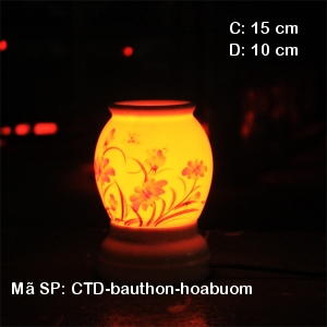 Đèn đốt tinh dầu bằng điện vẽ Hoa Bướm|Gốm Sứ Bảo Minh