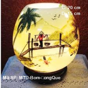 Đèn đốt tinh dầu hoa văn Đồng Quê | Dáng Bom  | Sứ Bảo Minh