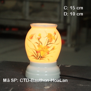 Đèn xông hương tinh dầu vẽ Hoa Lan|Dáng bầu thon|Xưởng SX đèn tinh dầu