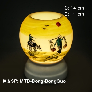 Đèn tinh dầu điện hoa văn Đồng Quê| Dáng Bóng|Sứ Bảo Minh