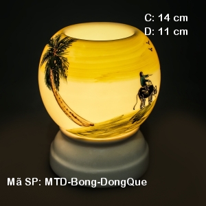 Đèn tinh dầu điện hoa văn Đồng Quê| Dáng Bóng|Sứ Bảo Minh