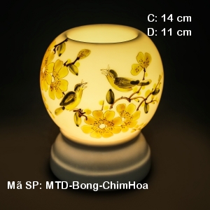 Đèn tinh dầu thơm hoa văn Chim Hoa|Dáng Bóng|Sứ Bảo Minh