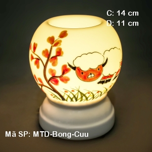 Đèn tinh dầu thơm hoa văn Cừu| Dáng Bóng|Sứ Bảo Minh