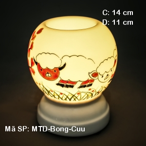 Đèn tinh dầu thơm hoa văn Cừu| Dáng Bóng|Sứ Bảo Minh