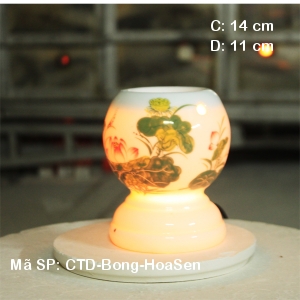 Đèn tinh dầu vẽ Hoa Sen | Dáng Bóng|Xưởng sản xuất đèn tinh dầu 