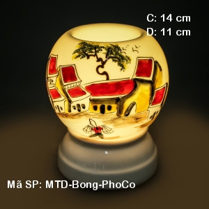 Đèn xông tinh dầu Bát Tràng hoa văn Phố Cổ| Dáng Bóng|Sứ Bảo Minh