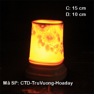 Đèn xông tinh dầu tràm vẽ hoa dây| Dáng trụ vuông|Sứ Bảo Minh