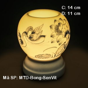 Đèn xông tinh dầu tràm vẽ Sen Vịt| Dáng Bóng|Xưởng sản xuất 